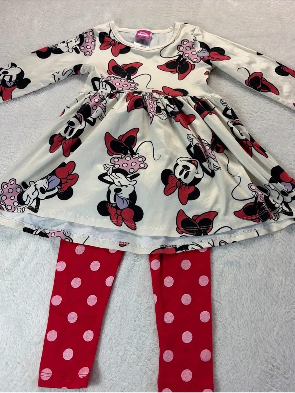 Disney Junior 2T Minnie Mouse 2 Piece Set   Long Sleeve Top And Polkadot Pants
